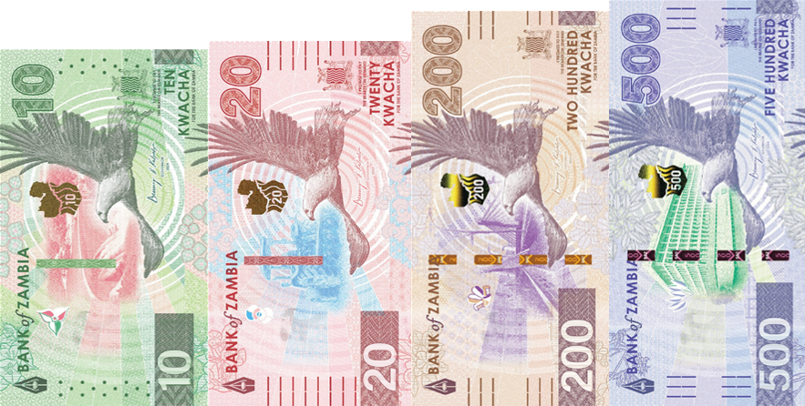 (589) ** PNew (PN62,63,66,67) Zambia - 10,20,200,500 Kwacha